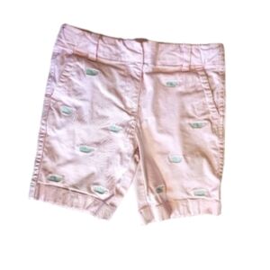 Vineyard Vines Girls Pink Whale Critter Embroidered Chino Shorts Size 6